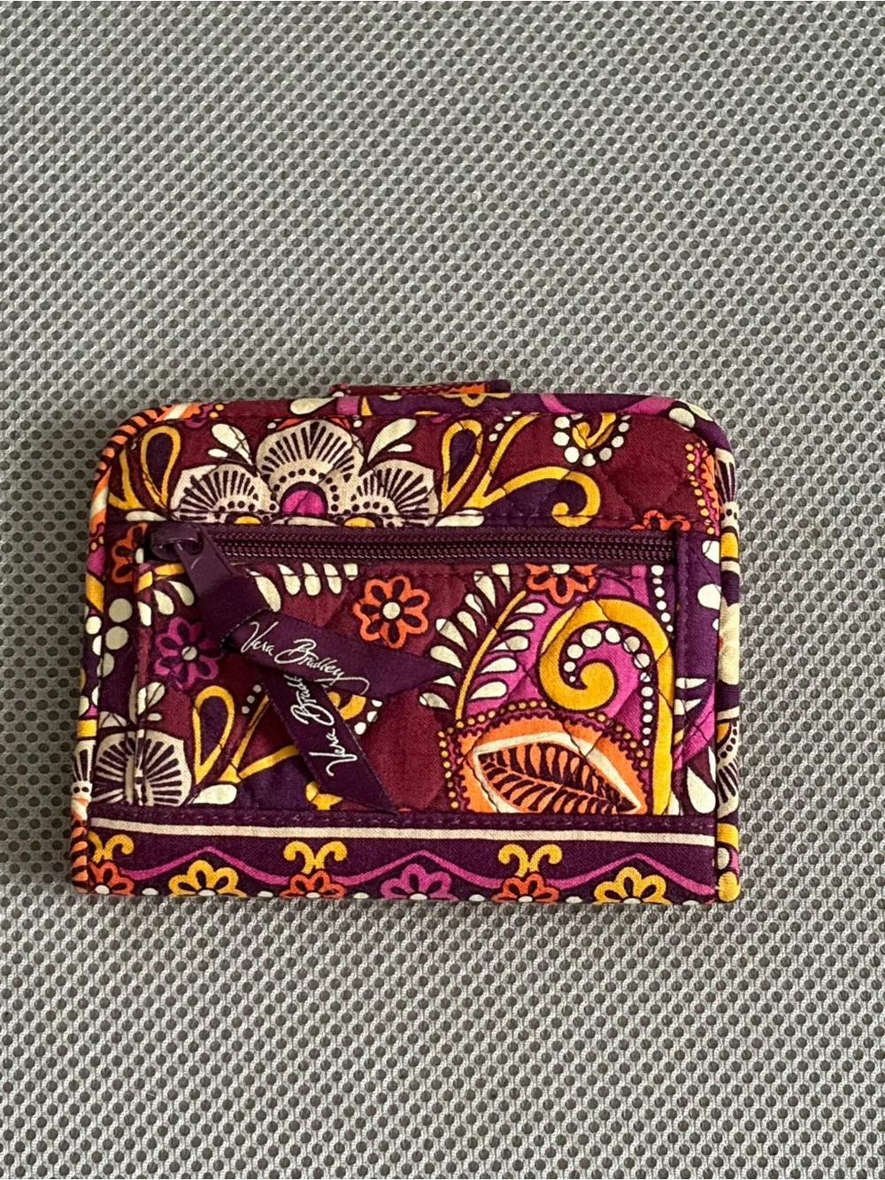 Vera Bradley Purple Paisley Quilted Wallet with Orange & Yellow Accents - Picture 2 of 3